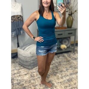 Ribbed Racerback Boy Beater Tank Teal 2921